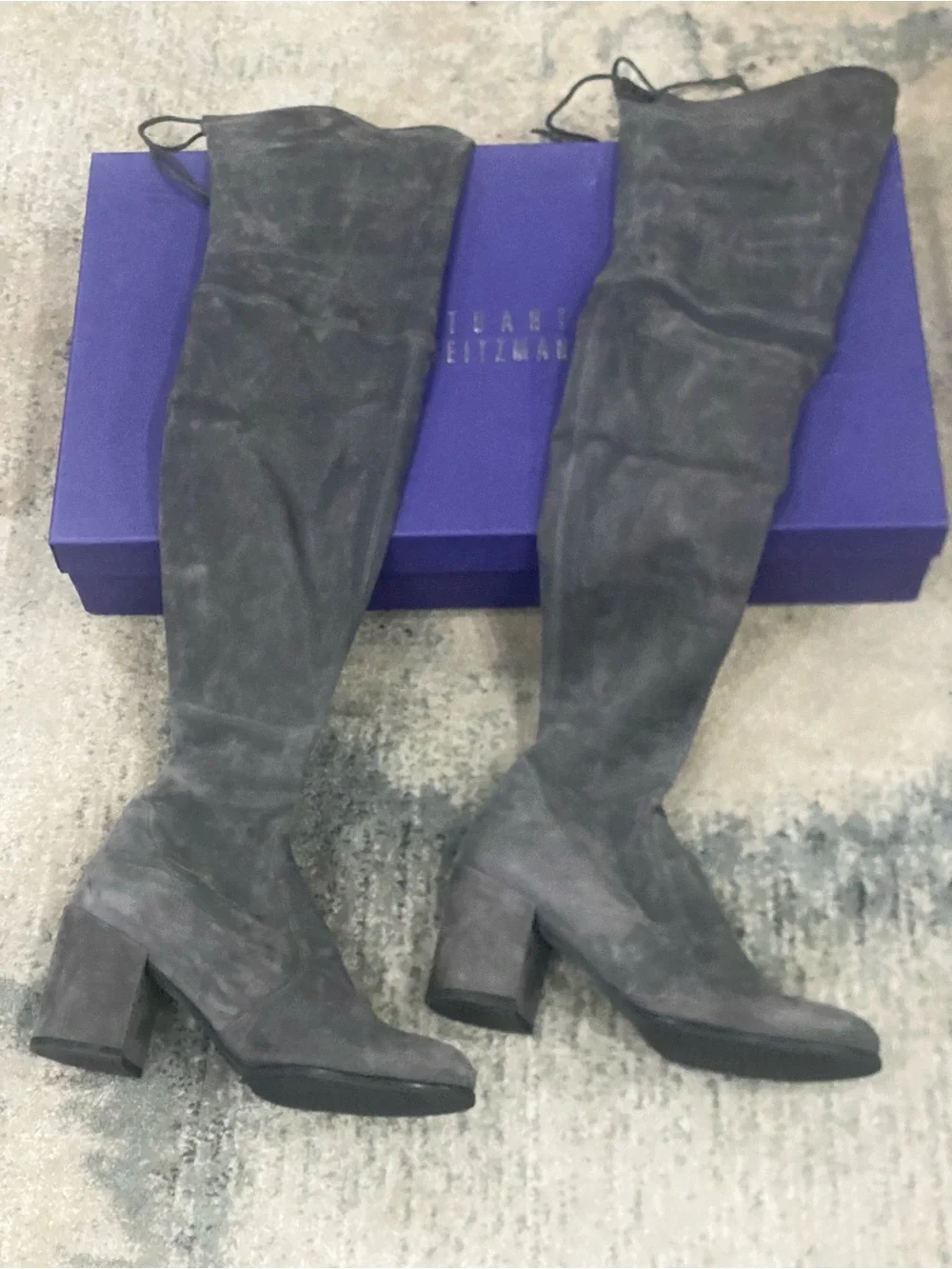 Stuart Weitzman Gray Suede Over-the-Knee Boots